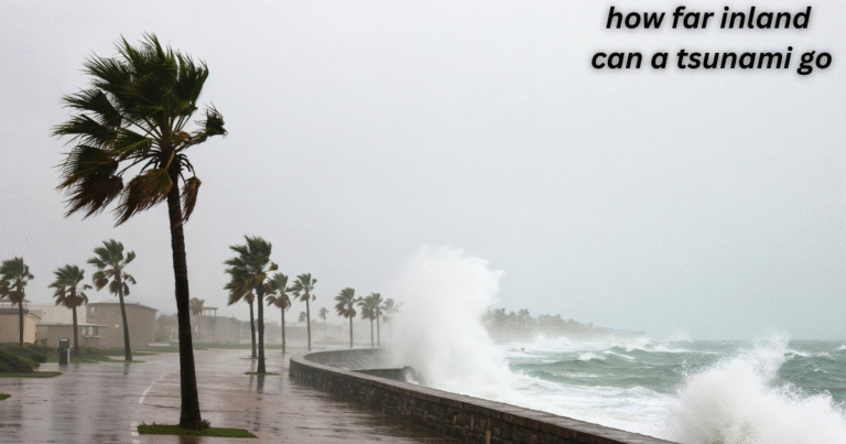 how far inland can a tsunami go
